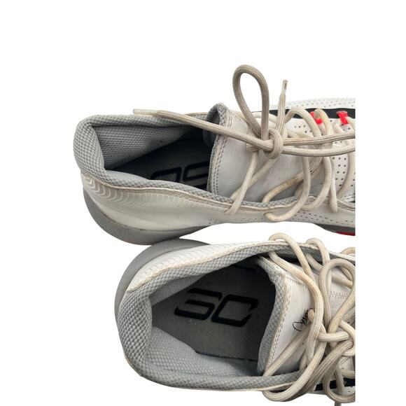Under Armour Curry Basketball Shoes White Gray Red Signature Size 10.5 Men's - Picture 6 of 11
